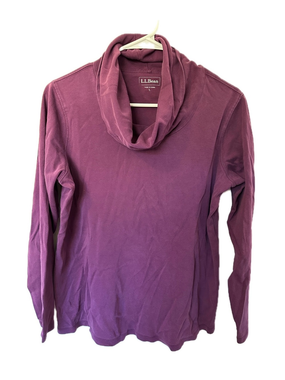 L.L. Bean Women's Plum Cowl Neck Long-Sleeve Top